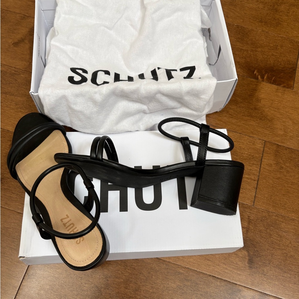 SCHUTZ Black Strappy Heels